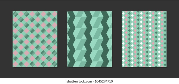 Trendy Cover Design Templates Set. Geometric Patterns with Rectangles, Strips. Minimal Geometric Templates in Modern Style. Covers for Magazine, Presentation, Book, Card, Wrapping. Abstract Wallpaper.