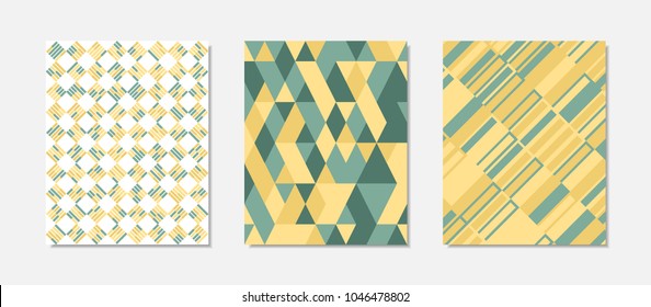 Trendy Cover Design Templates Set. Geometric Patterns with Rectangles, Strips. Minimal Geometric Templates in Modern Style. Covers for Magazine, Presentation, Book, Card, Wrapping. Abstract Wallpaper.
