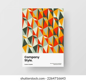 Trendy cover design vector template. Simple mosaic pattern handbill illustration.