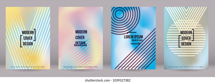 Trendy Cover Design for your Business with Abstract Lines and Holography Background. Futuristic Poster, Flyer, Layout with Liquid Pattern for Branding, Identity. Vector minimalistic brochure. A4 set