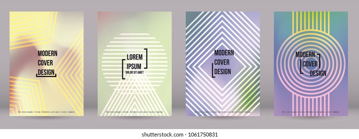 Trendy Cover Design for your Business with Abstract Lines and Holography Background. Futuristic Poster, Flyer, Layout with Liquid Pattern for Branding, Identity. Vector minimalistic brochure. A4 set