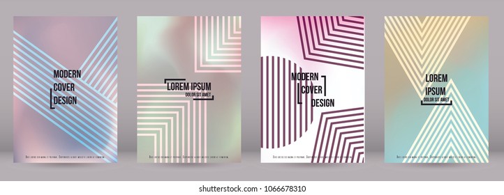 Trendy Cover Design for your Business with Abstract Lines and Holography Background. Futuristic Poster, Flyer, Layout with Liquid Pattern for Branding, Identity. Vector minimalistic brochure. A4 set