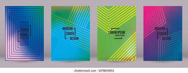 Trendy Cover Design for your Business with Abstract Lines and Holography Background. Futuristic Poster, Flyer, Layout with Liquid Pattern for Branding, Identity. Vector minimalistic brochure. A4 set