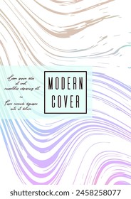 Trendy Cover Design for your Business with Abstract Lines and Holography Background. Marble Poster, Flyer, Layout with Liquid Pattern for Branding, Identity. Vector minimalistic brochure.