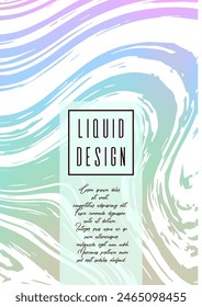 Trendy Cover Design for your Business with Abstract Lines and Holography Background. Futuristic Poster, Flyer, Layout with Liquid Pattern for Branding, Identity. Vector minimalistic brochure.