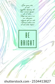 Trendy Cover Design for your Business with Abstract Lines and Holography Background. Marble Poster, Flyer, Layout with Liquid Pattern for Branding, Identity. Vector minimalistic brochure.