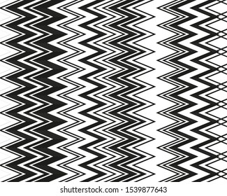 Trendy cover design with zigzag lines for wallpaper design. Abstract shape. B&W vector stripes. Vintage style. Black friday sale banner. Background decoration. Abstract zigzag pattern.