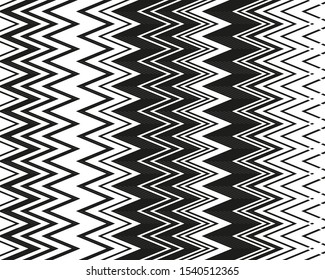 Trendy cover design with zigzag lines for wallpaper design. Abstract shape. B&W vector stripes. Vintage style. Black friday sale banner. Background decoration. Abstract zigzag pattern.