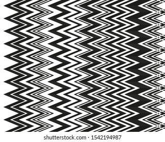 Trendy cover design with zigzag lines for wallpaper design. Abstract shape. B&W vector stripes. Vintage style. Black friday sale banner. Background decoration. Abstract zigzag pattern.