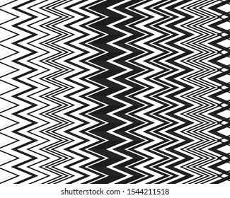 Trendy cover design with zigzag lines for wallpaper design. Abstract shape. B&W vector stripes. Vintage style. Background decoration. Abstract zigzag pattern.