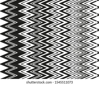 Trendy cover design with zigzag lines for wallpaper design. Abstract shape. B&W vector stripes. Vintage style. Black friday sale banner. Background decoration. Abstract zigzag pattern.