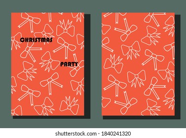 Trendy cover with graphic Christmas trees.Two vector flyers for holiday invitation.