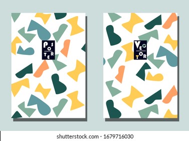 Trenddecke mit grafischen Elementen - abstrakte Formen. Zwei moderne Vektorillustration Flyer im Avantgarde-Stil. Geometrisches Hintergrundbild für die Broschüre, Cover Design. 