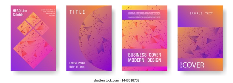 Trendy cover layout design. Global network connection digital grid. Interlinked nodes, neuron or social media structure concept. Information technology concept cover.