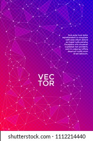 Trendy cover page layout. Global network connection of points and lines. Interlinked nodes, atom, web or big data cloud structure concept. Information technology concept cover.