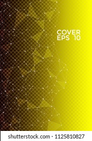 Trendy cover page layout. Global network connection tech grid. Interlinked nodes, neuron or social media structure concept. Information technology concept cover.