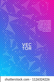 Trendy cover page layout. Global network connection digital grid. Interlinked nodes, atom or social media, web structure concept. Information technology concept cover.