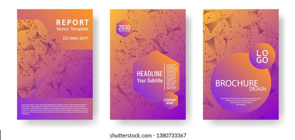 Trendy cover page layout. Global network connection of points and lines. Interlinked nodes, molecular or social media, web structure concept. Network nodes information technology cover.