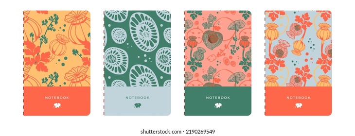 Trendy cover page template. Seamless pattern used. Universal abstract and floral layouts. For notebooks, books, flyer, planners, brochures, catalogs etc. Vector illustration.