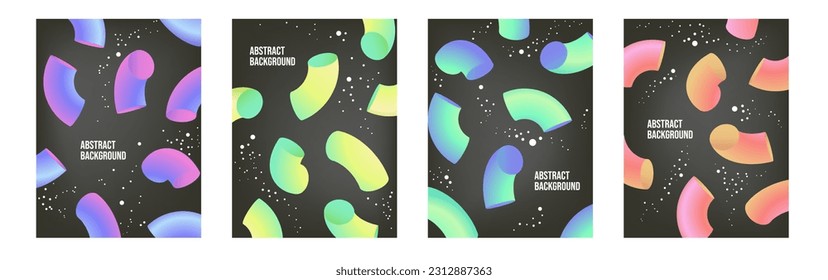 Trendy cover set. Abstract 3d fluid shapes vector design.