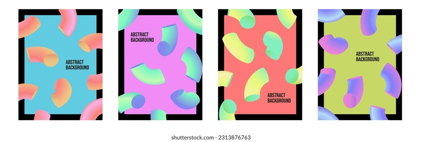 Trendy cover set. Abstract 3d fluid shapes vector design.