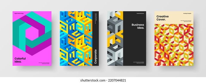 Trendy cover vector design concept collection. Original geometric hexagons handbill layout set.