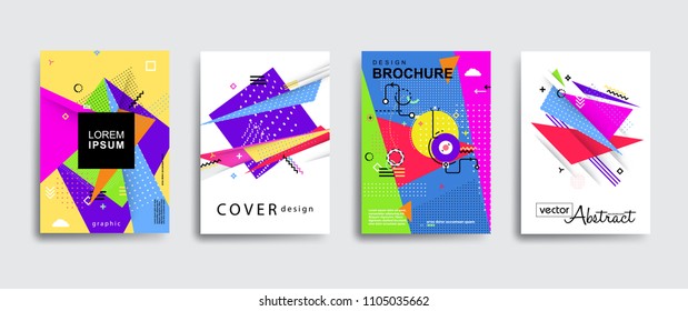 Trendy covers or backgrounds for placard, poster, magazine, brochure, flyer or banner design.
Set of minimal geometric abstract graphic geometric elements and shapes. 
Vector eps10 illustration