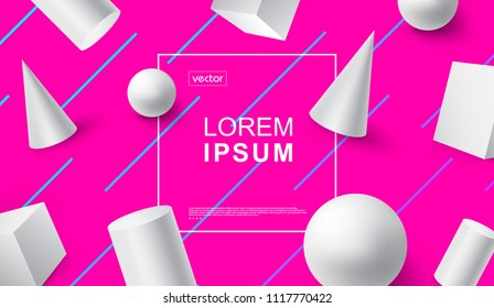 Trendy covers or backgrounds for placard, poster, magazine, brochure, flyer or banner design.
Minimal geometric abstract graphic bauhaus geometric elements and shapes. 
Vector eps10 illustration