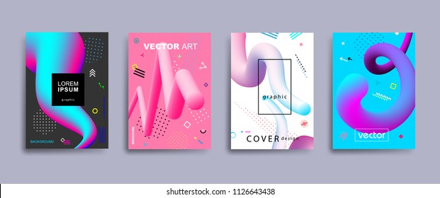 Trendy covers or backgrounds for placard, poster, magazine, brochure, flyer or banner design.
Minimal geometric abstract background with trendy dynamic fluid shapes. 
Vector eps10 illustration
