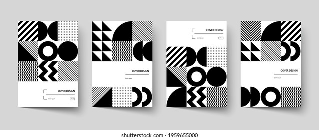 Trendy covers design. Minimal geometric shapes compositions. Applicable for brochures, posters, covers and banners.