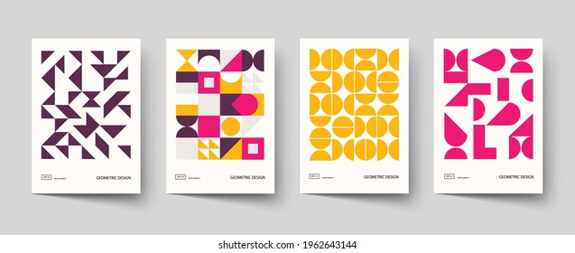 Trendy covers design. Minimal geometric shapes compositions. Applicable for brochures, posters, covers and banners.