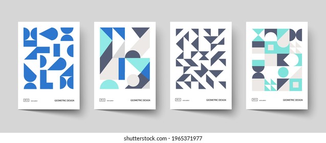 Trendy covers design. Minimal geometric shapes compositions. Applicable for brochures, posters, covers and banners.