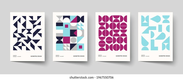 Trendy covers design. Minimal geometric shapes compositions. Applicable for brochures, posters, covers and banners.