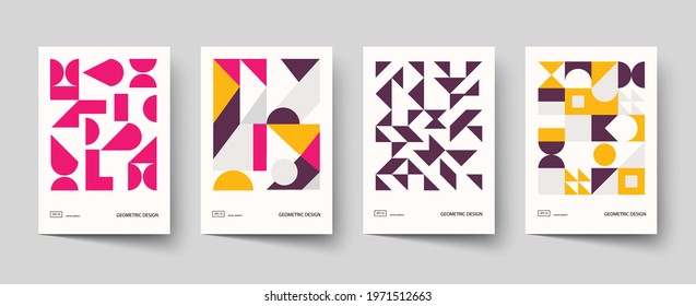 Trendy covers design. Minimal geometric shapes compositions. Applicable for brochures, posters, covers and banners.