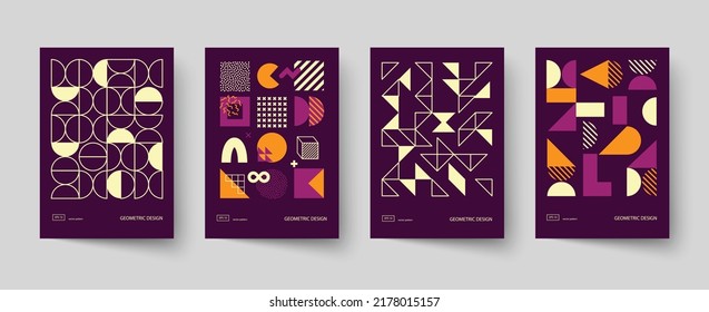 Trendy covers design. Minimal geometric shapes compositions. Applicable for brochures, posters, covers and banners.