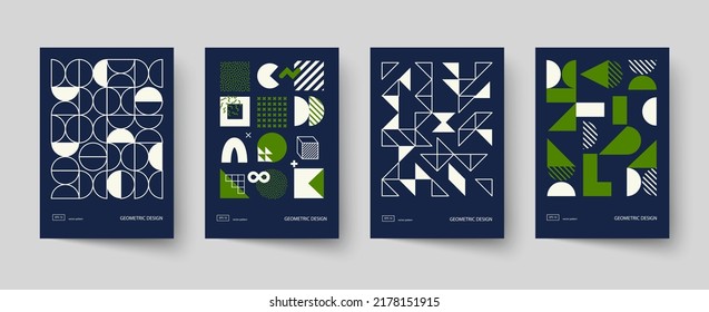 Trendy covers design. Minimal geometric shapes compositions. Applicable for brochures, posters, covers and banners.