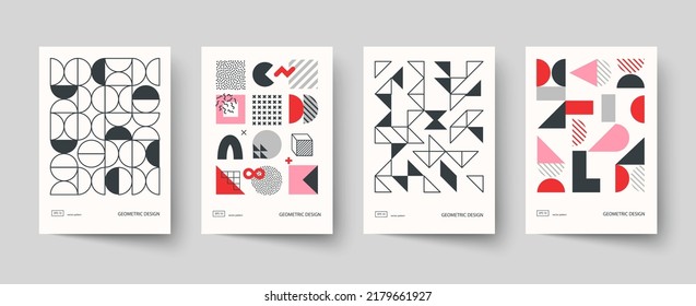 Trendy covers design. Minimal geometric shapes compositions. Applicable for brochures, posters, covers and banners.