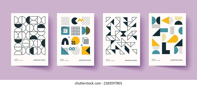 Trendy Covers Design. Minimale geometrische Formen, Kompositionen. Gilt für Broschüren, Plakate, Umschläge und Banner.