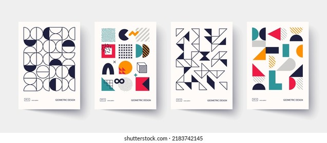 Trendy covers design. Minimal geometric shapes compositions. Applicable for brochures, posters, covers and banners.