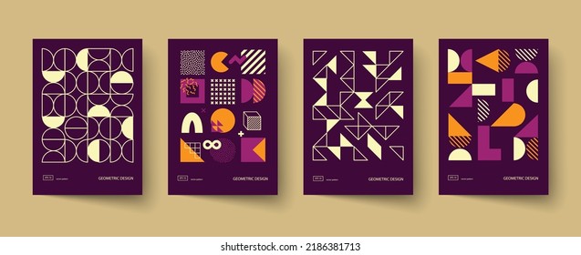 Trendy covers design. Minimal geometric shapes compositions. Applicable for brochures, posters, covers and banners.