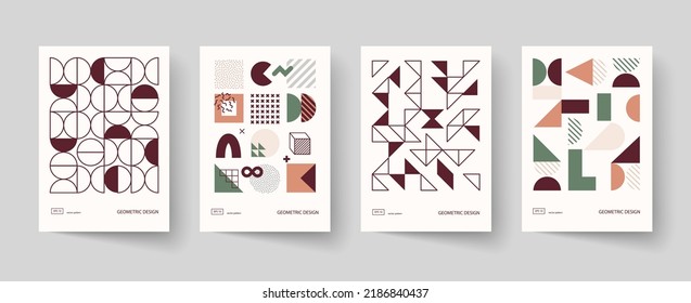 Trendy Covers Design. Minimale geometrische Formen, Kompositionen. Gilt für Broschüren, Plakate, Umschläge und Banner.