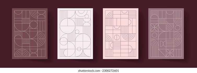 Trendy covers design. Minimal geometric shapes compositions. Applicable for brochures, posters, covers and banners. - Shutterstock ID 2300272601