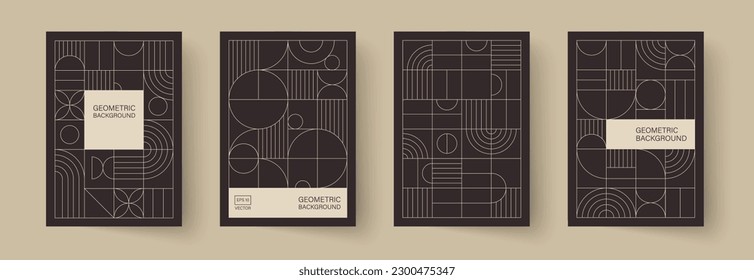 Trendy covers design. Minimal geometric shapes compositions. Applicable for brochures, posters, covers and banners.