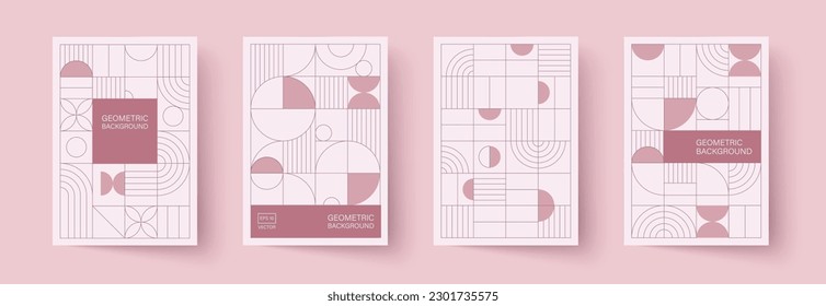 Trendy covers design. Minimal geometric shapes compositions. Applicable for brochures, posters, covers and banners.