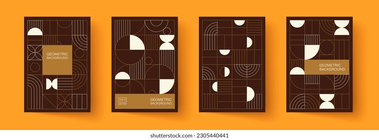 Trendy covers design. Minimal geometric shapes compositions. Applicable for brochures, posters, covers and banners.