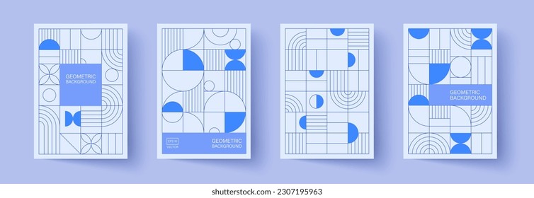Trendy covers design. Minimal geometric shapes compositions. Applicable for brochures, posters, covers and banners.