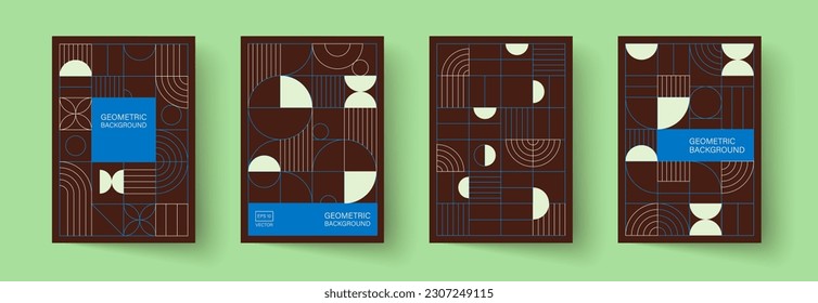 Trendy covers design. Minimal geometric shapes compositions. Applicable for brochures, posters, covers and banners.