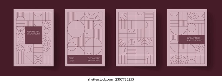 Trendy covers design. Minimal geometric shapes compositions. Applicable for brochures, posters, covers and banners.