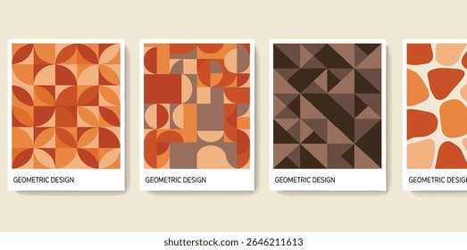 Design de capas na moda. Composições mínimas de formas geométricas. Aplicável a brochuras, cartazes, capas e faixas.