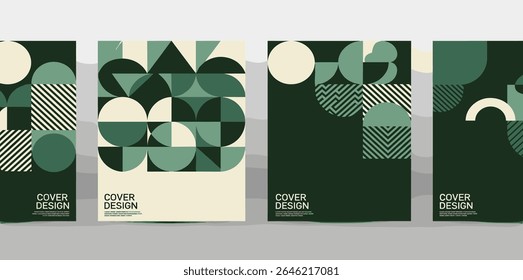 Design de capas na moda. Composições mínimas de formas geométricas. Aplicável a brochuras, cartazes, capas e faixas.